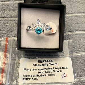 Classically Yours Aqua Blue Ring with Rhodium Plating